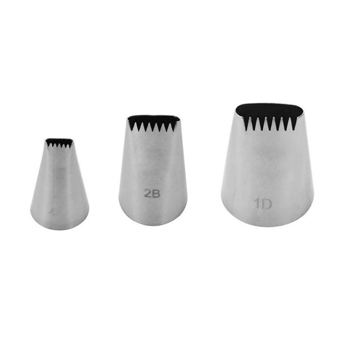 Set 3 duze pentru ornare prajituri, Otel inoxidabil, Argintiu
