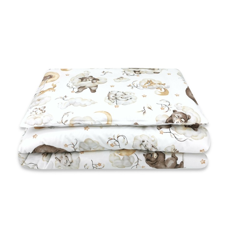 Бельо, Qmini, Junior, С 2 части, 140 x 200 см, Плюшено мече и приятели Бежово