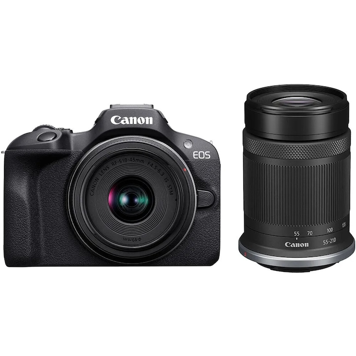 Canon EOS R100 MILC fényképezőgép kit RF-S 18-45mm IS STM + RF-S 55-210mm IS STM objektívvel