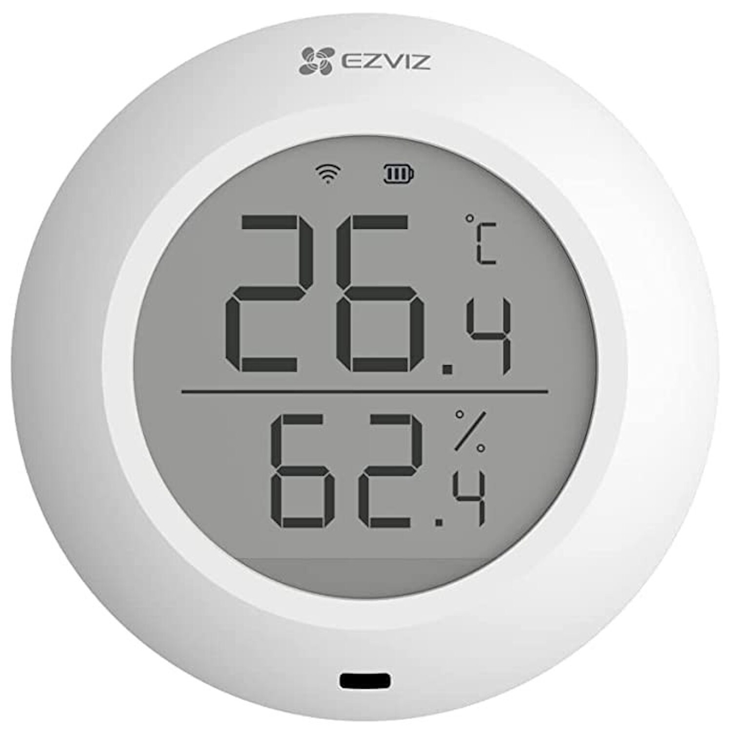 Сензор за температура и влажност EZVIZ T51C, С цифров дисплей, Wi-Fi ...