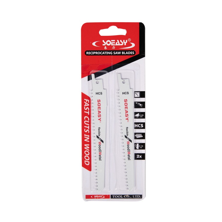 Set 2 lame pentru fierastrau pendular sabie Micul Fermier, 150 x 19 x 0.9 mm, pentru lemn