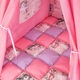 Палатка за игра, Типи, 120 x 120 см, С матрак, Розово с лилаво, Щампа еднорози