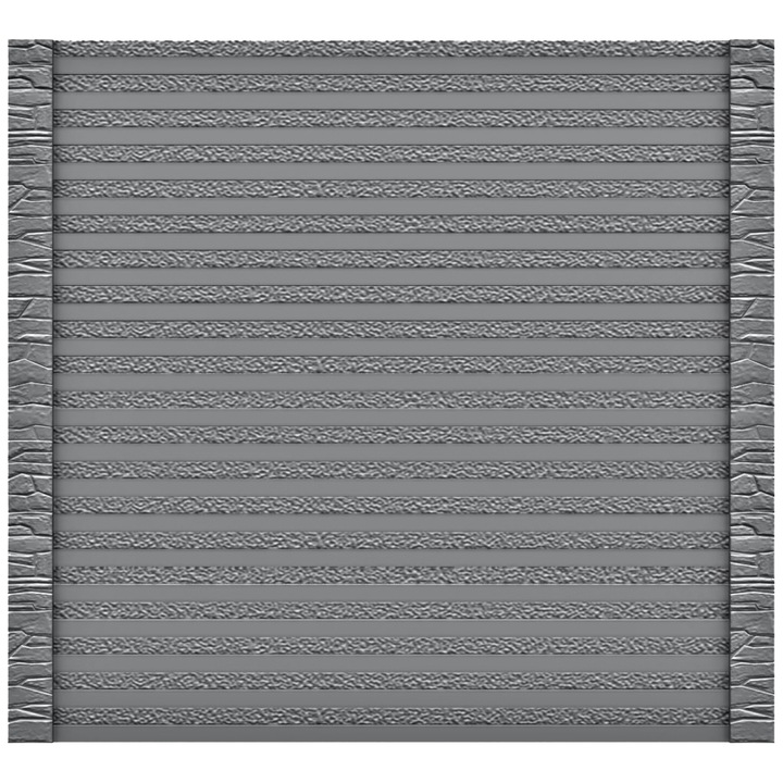 Set matrita gard, panou intreg, 4 matrite mijloc si 2 stalpi, model Linii Paralele Piatra v2, plastic ABS, negru