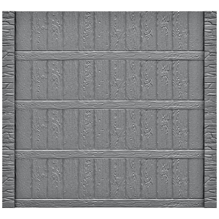 Set matrita gard, panou intreg, 4 matrite mijloc + 2 stalpi, model Lemn Rural Piatra v2, plastic ABS, negru