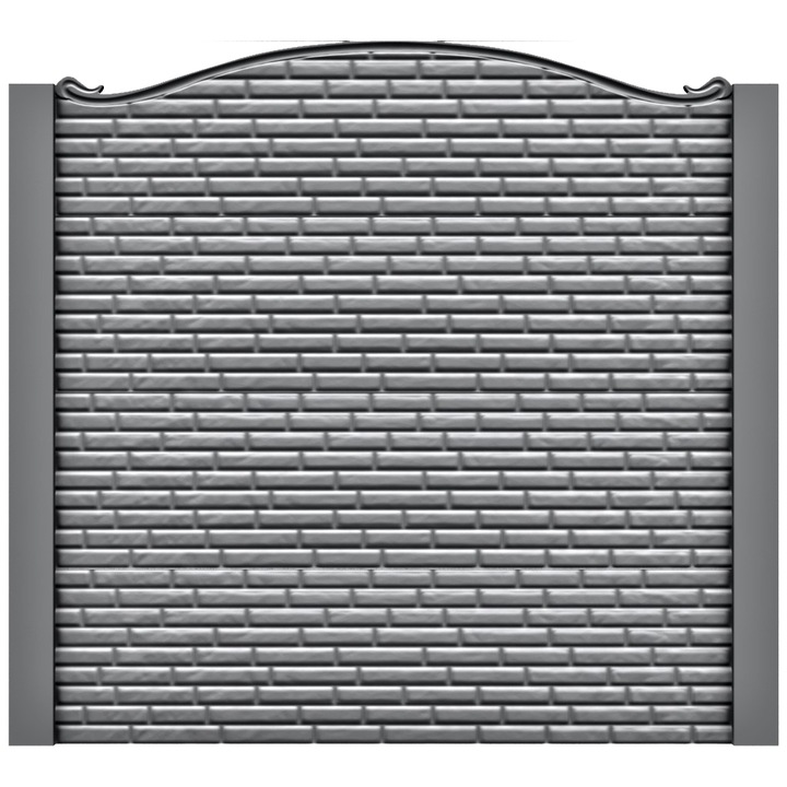 Set matrita gard, panou intreg, 3 matrite mijloc + 1 terminatie + 2 stalpi, model Caramida Clasica LIS, plastic ABS, negru