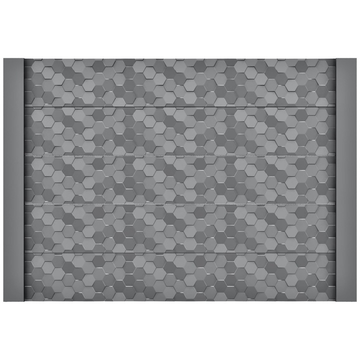 Set matrita gard, panou intreg, 5 matrite mijloc + 2 stalpi, model Fagure mic LIS, plastic ABS, negru