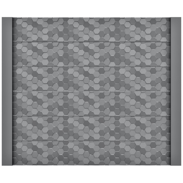 Set matrita gard, panou intreg, 6 matrite mijloc + 2 stalpi, model Fagure mic LIS, plastic ABS, negru