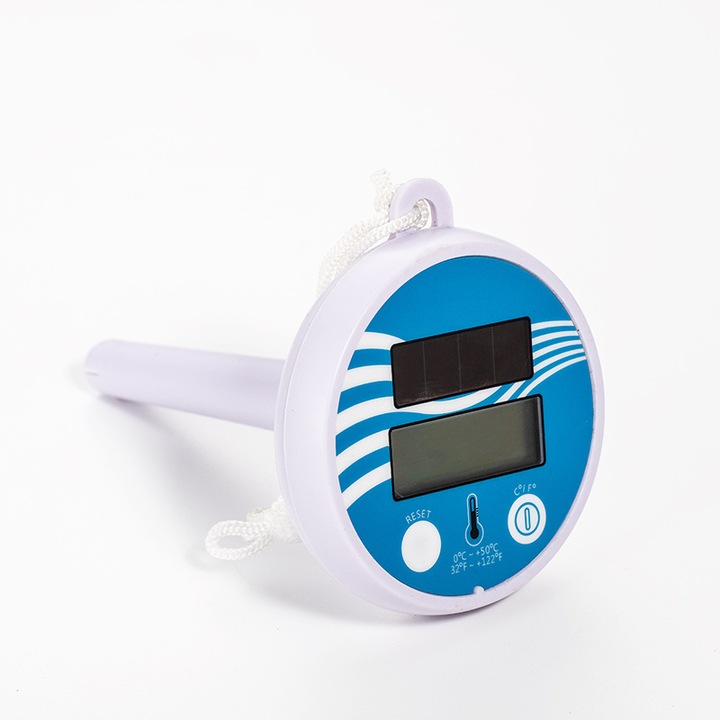 Termometru solar digital pentru piscina, Plastic ABS, Albastru/Alb