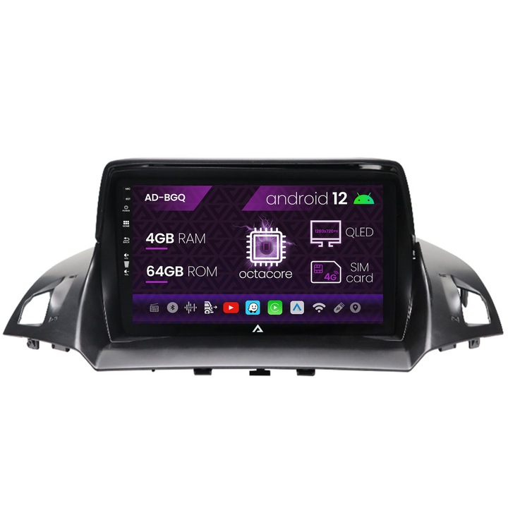 Navigációs autodrop Ford Kuga, C-Max (2013-2018), Android 12, Q-Octacore, 4GB RAM, 64GB ROM, 9 hüvelyk - AD-BGQ9004, AD-BGRKIT114