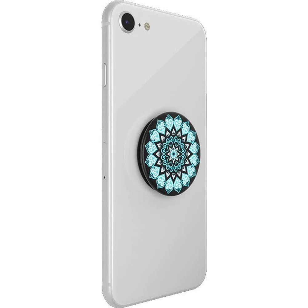 PopSocket Klebender PopGrip Mit Mandala-Blumen-Design – Schwarz/kamelbraun, Wechselbarer Oberteil, Nicht Für Kabelloses Laden