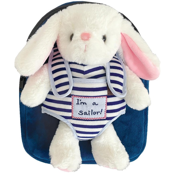 Раница S-cool, Детска градина, 23x8x28 см, Baby Animals, Бял, Тъмносин