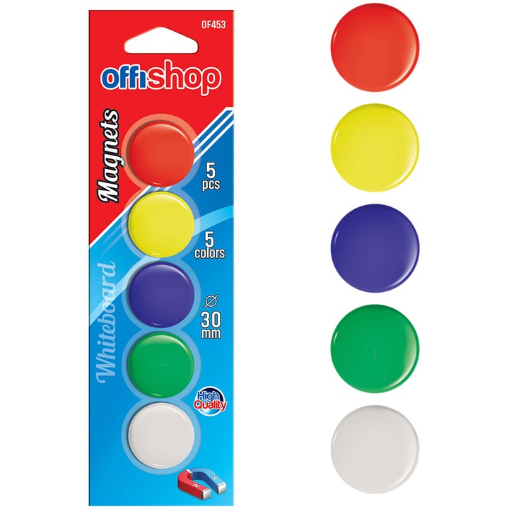 Магнити Offishop, Цветни, 30 мм, 5 броя/комплект