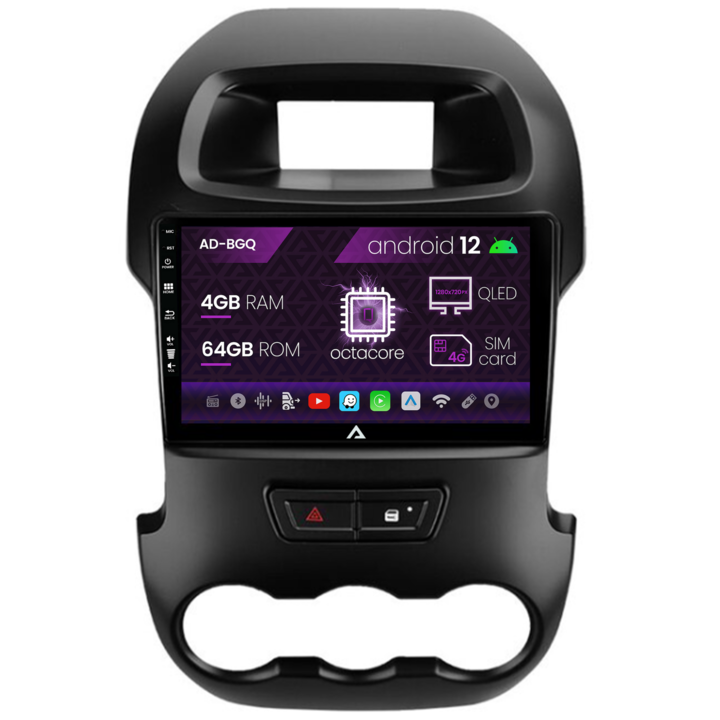Navigációs autodrop Ford Ranger (2011-2015), Android 12, Q-Octacore, 4GB RAM, 64GB ROM, 9 hüvelyk - AD-BGQ9004, AD-BGRKIT135B