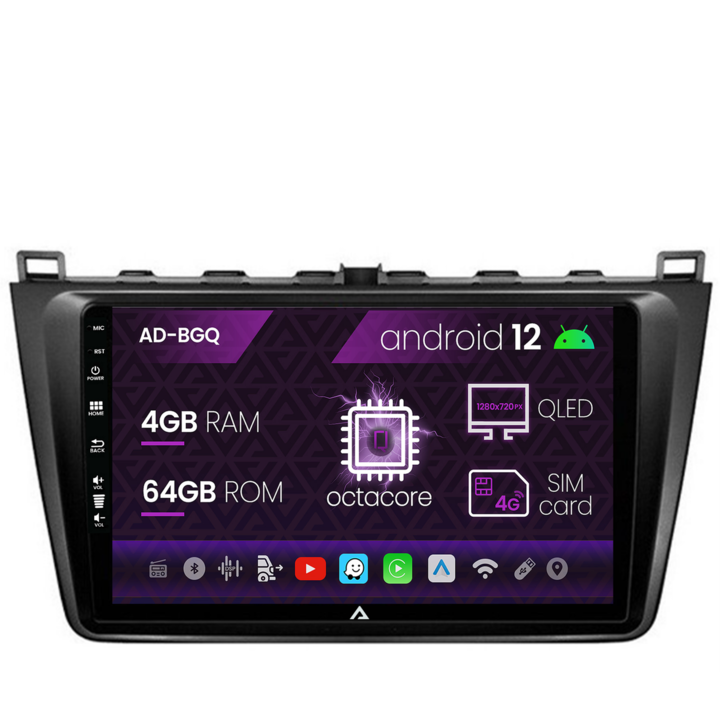 Navigációs autodrop Mazda 6 (2008-2013), Android 12, Q-Octacore, 4GB RAM, 64GB ROM, 9 hüvelyk - AD-BGQ9004, AD-BGRKIT328