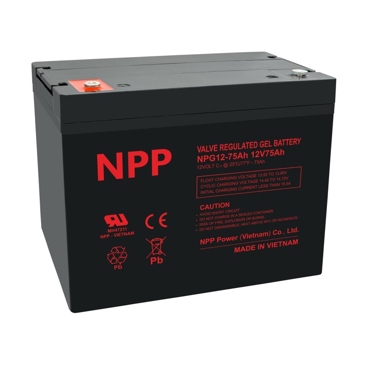 Akkumulátor, NPP AGM DEEP GEL, 12V/75Ah