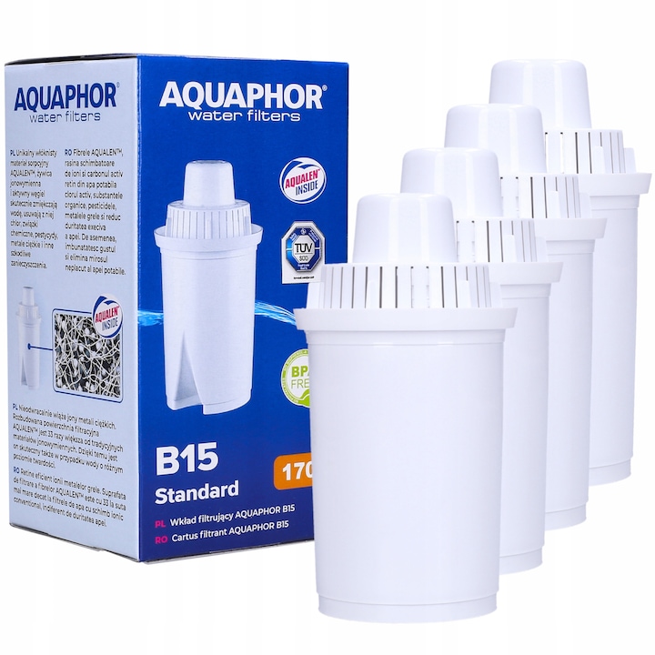 Set 4 filtre apa, Aquaphor, Plastic, 170 l, Alb