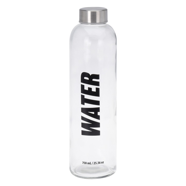 Üvegpalack, WATER Felirat, Excellent Houseware, 750 ml
