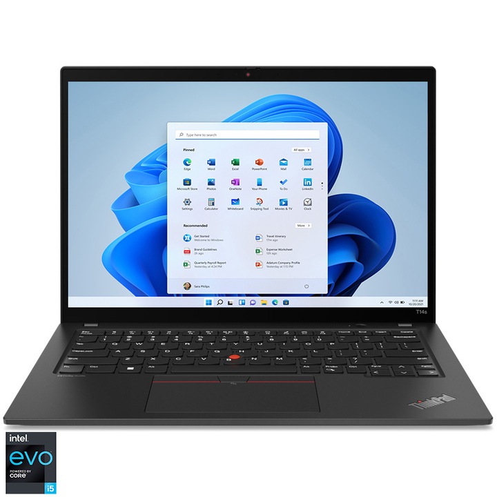 Лаптоп Lenovo ThinkPad T14s Gen 4, Intel® Core™ i5-1335U, 14'', WUXGA , IPS, 16GB, 512GB SSD, Intel® Iris® Xe Graphics, Windows® 11 Pro, Deep Black