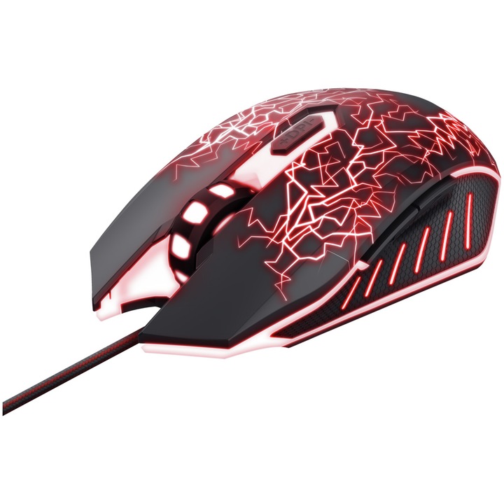 Мишка gaming Trust GXT105X Izza, 800-4000 DPI, 6 бутона, черно / синьо
