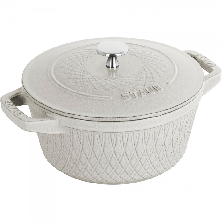 Тенджера, Staub, Чугун, Бяла, 24 см, 4 л