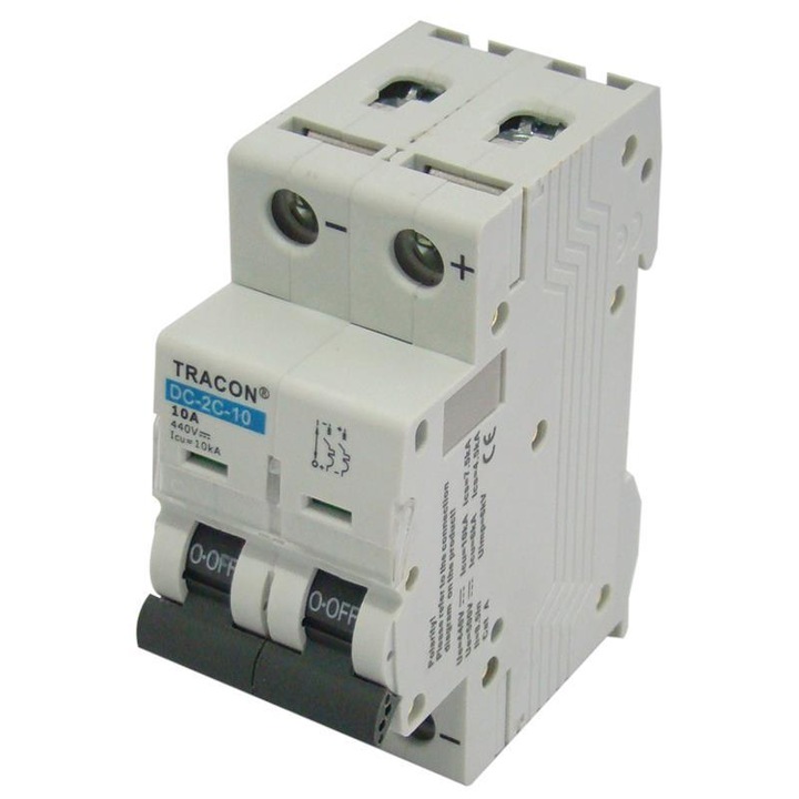 Фотоволтаичен автоматичен предпазител, Tracon Electric, 2P, C50, Бял