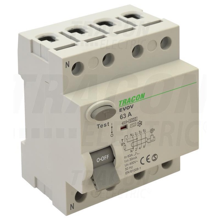 RCD, Tracon Electric, 40A 4P 30mA AC EVOV4P4003
