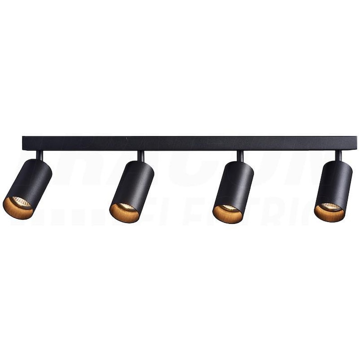 Plafoniera de tavan, Tracon Electric, Reglabil, Aluminiu, Negru 4xGU10
