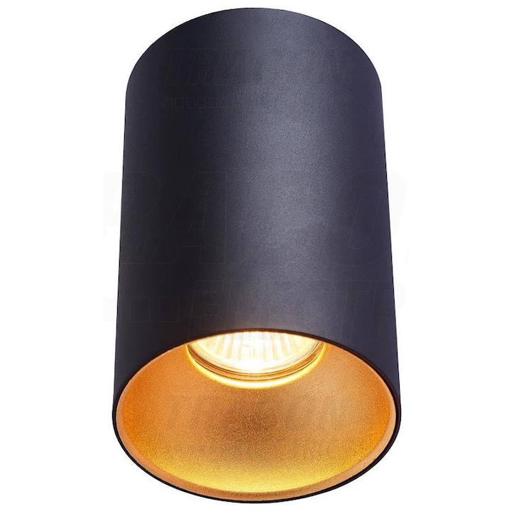 Tub de plafoniera, Tracon Electric, Aluminiu, Negru, 1xGU10