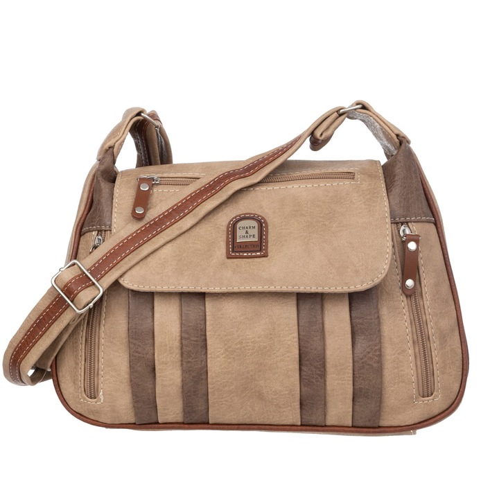 Női táska, Charm & Shape, Bőr, Bézs