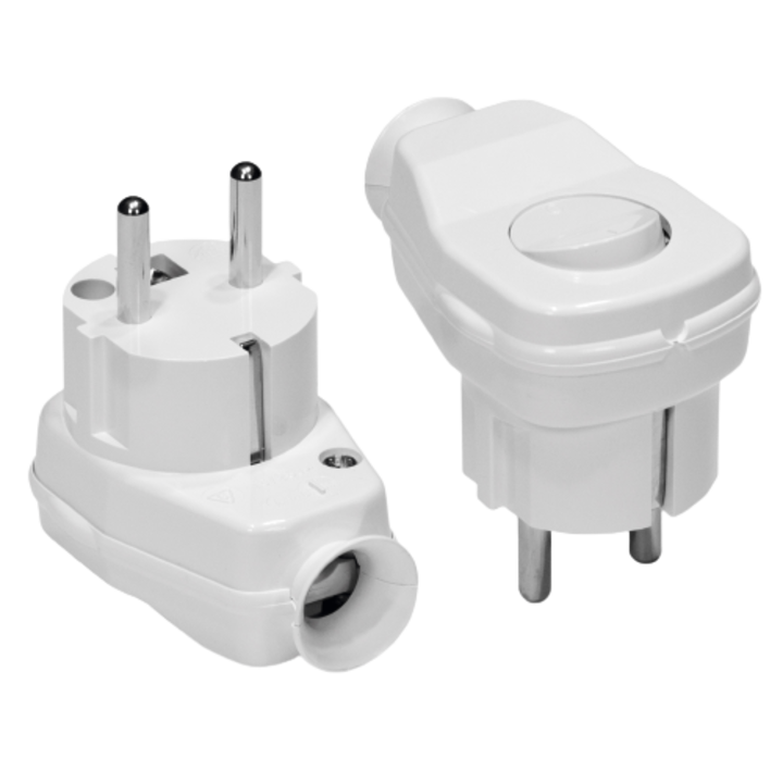 Stecher shuko iesire laterala alb, intrerupator wt-16u/lk plastrol