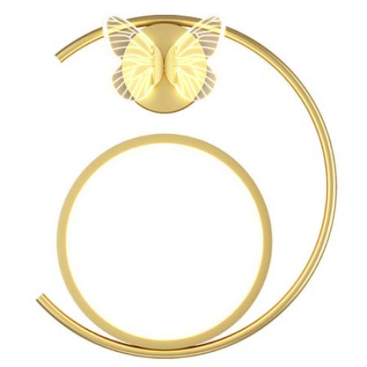 Детска led лампа Fashion, Butterfly modern, 8142FGD, 3 режима на светене, 28w, Златист