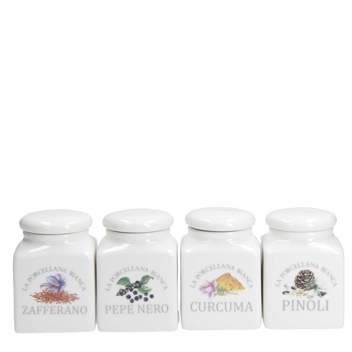 Set 4 recipiente mirodenii, La Porcellana Bianca, 175ML