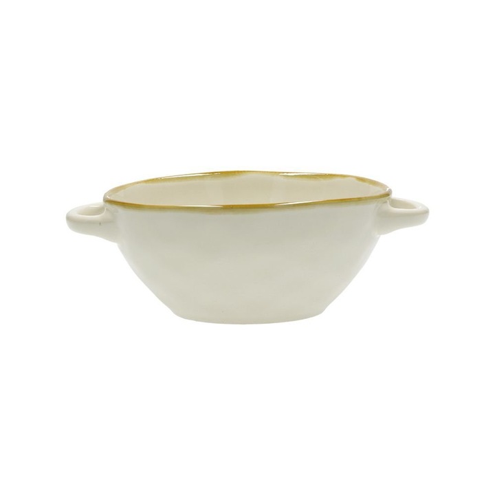 Комплект 4 купи за супа, Rose e Tulipani, Stoneware, 600 ml, Cream/Brown