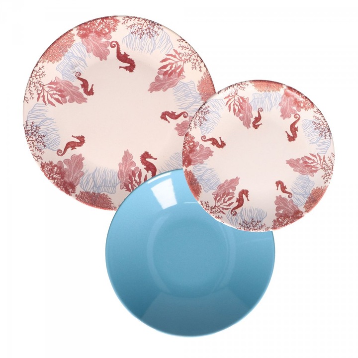 Serviciu de masa, Rose e Tulipani, melamina, 18 piese, multicolor