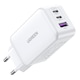 Зарядно Ugreen Nexode (15334), USB-A QC 3.0, 2xUSB-C PD GaN 65W, 3.25A, Бял