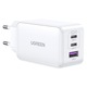 Зарядно Ugreen Nexode (15334), USB-A QC 3.0, 2xUSB-C PD GaN 65W, 3.25A, Бял