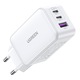 Зарядно Ugreen Nexode (15334), USB-A QC 3.0, 2xUSB-C PD GaN 65W, 3.25A, Бял