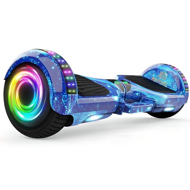 Hoverboard RETOO TravelMate, Cu LED, Boxe Bluetooth Incorporate, Roti 10 Inch, Autonomie Pana La 35km, Viteza 13km/h, Incarcare 3-4h, Incarcator inclus, Protectii incluse, Design Sportiv, Usor De Controlat,, Echipament Urban Electric, Negru