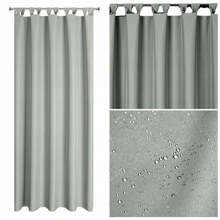 Draperie, Impermeabila Si Rezistenta La Vant, Ideala Pentru Terasa Sau Balcon, Protejeaza De Soare Si Ploaie, Ofera Intimitate, Montaj Usor Cu Bride Late, Stilata Si Durabila, 155 x 240 Cm, Argintiu