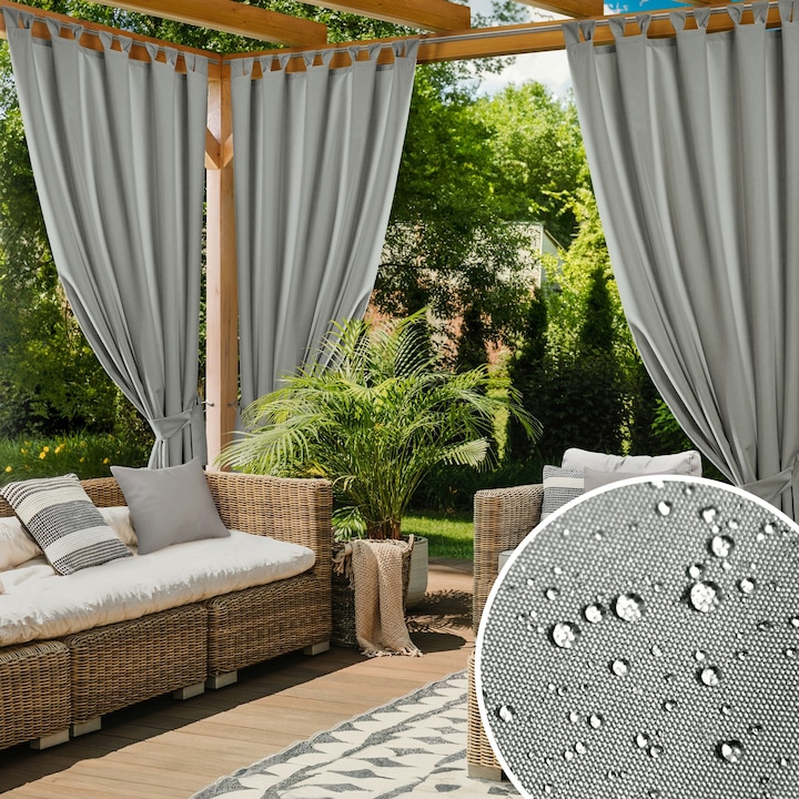 Perdea GARDEN pentru gradina si terasa, din material impermeabil Eurofirany 155x200 cm argint
