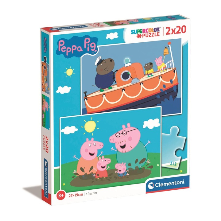 Пъзел 2x20 части Clementoni, Peppa Pig, 3 години+, Многоцветен