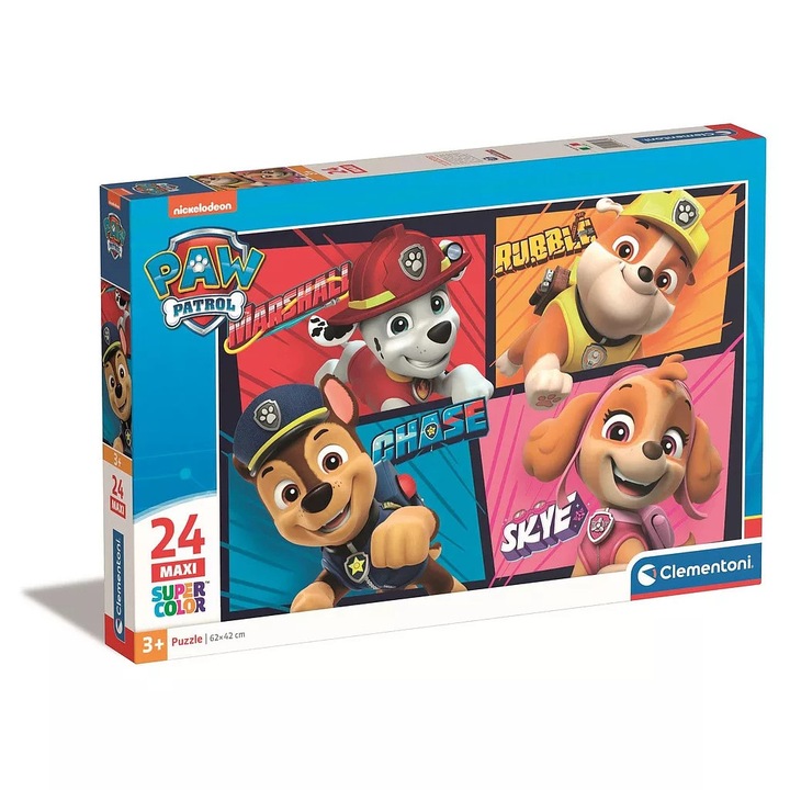 Пъзел 24 части Clementoni Maxi, Paw Patrol, 3 години+, Многоцветен