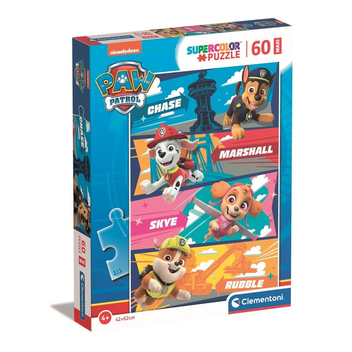 Пъзел 60 части Clementoni, Paw Patrol, 4 години+, Многоцветен