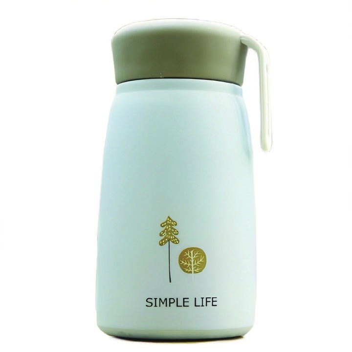 Cana Termos Grunerle, pentru copii, Inox 304 Premium-Simple Life, 380ml-Bleu