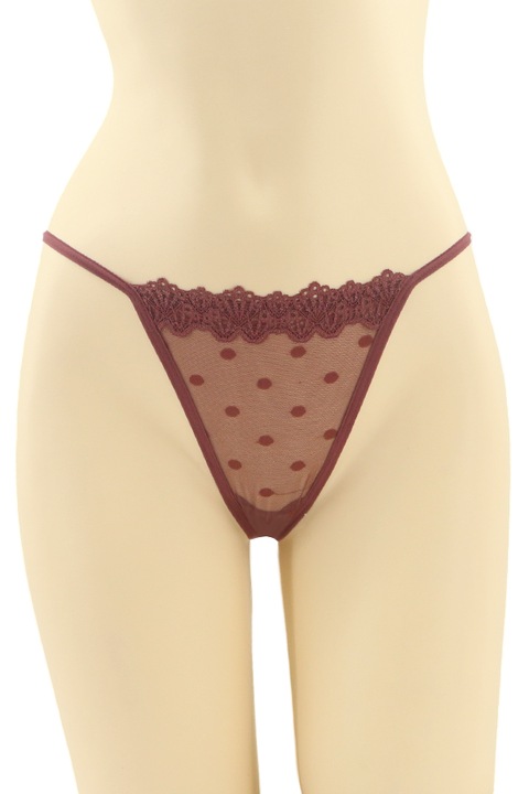 Szexi tangabugyi csipkebetétekkel és masnival CT-Q8065 bordó 88331, Bordó, M