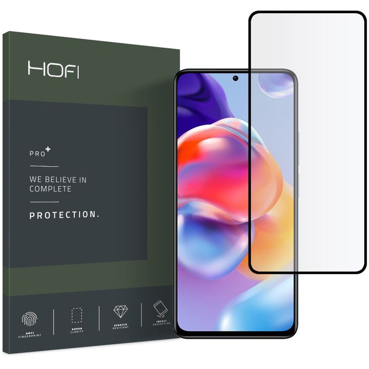 HOFI képernyővédő fólia Xiaomi Redmi Note 11 Pro+ 5G telefonhoz, Secure Glass, Full Glue, Fekete