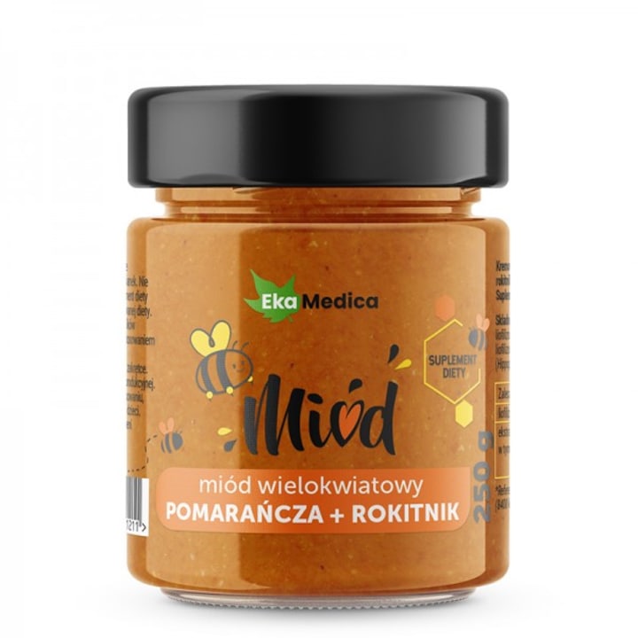Supliment alimentar, EkaMedica, Miere multicolora cu portocala si catina, 250 g