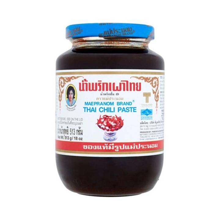 Thai Chili Paste cu creveti, Maepranom Brand ,Ma Nam Prik Pao, 513g