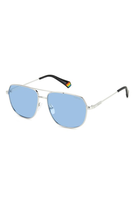Polaroid, Ochelari de soare aviator unisex polarizati, Argintiu, 58-15-145