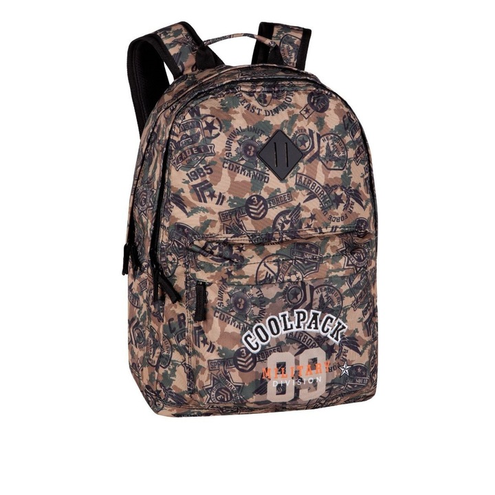 Rucsac de scoala, CoolPack, Poliester, insigne Scout, 45 x 32 x 18 cm, Multicolor